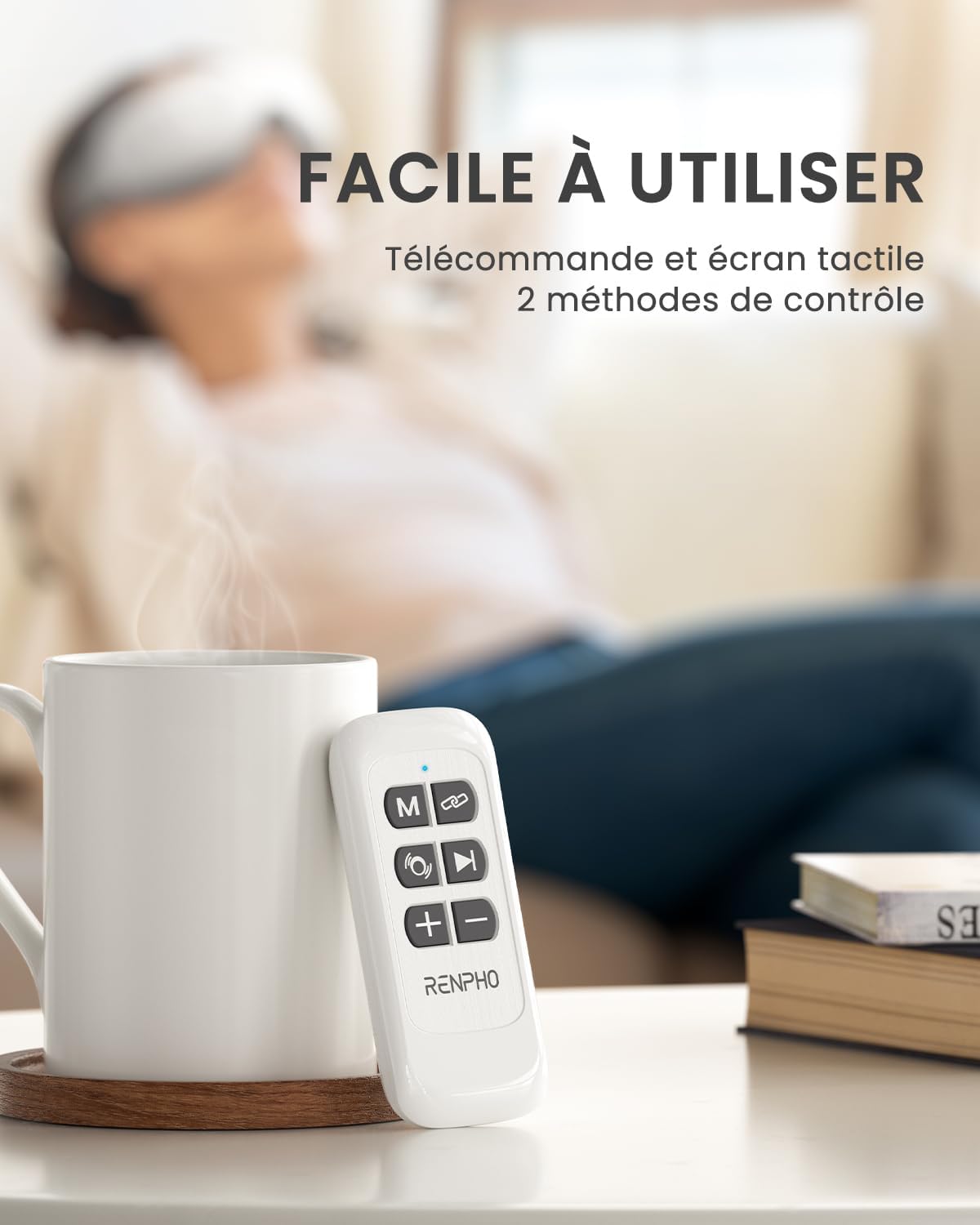 Masseur oculaire RENPHO Eyeris : le masque de relaxation pour les yeux secs et un sommeil apaisé Offrez à vos yeux le confort qu'ils méritent avec chaleur, vibrations et musique Bluetooth – Image 4