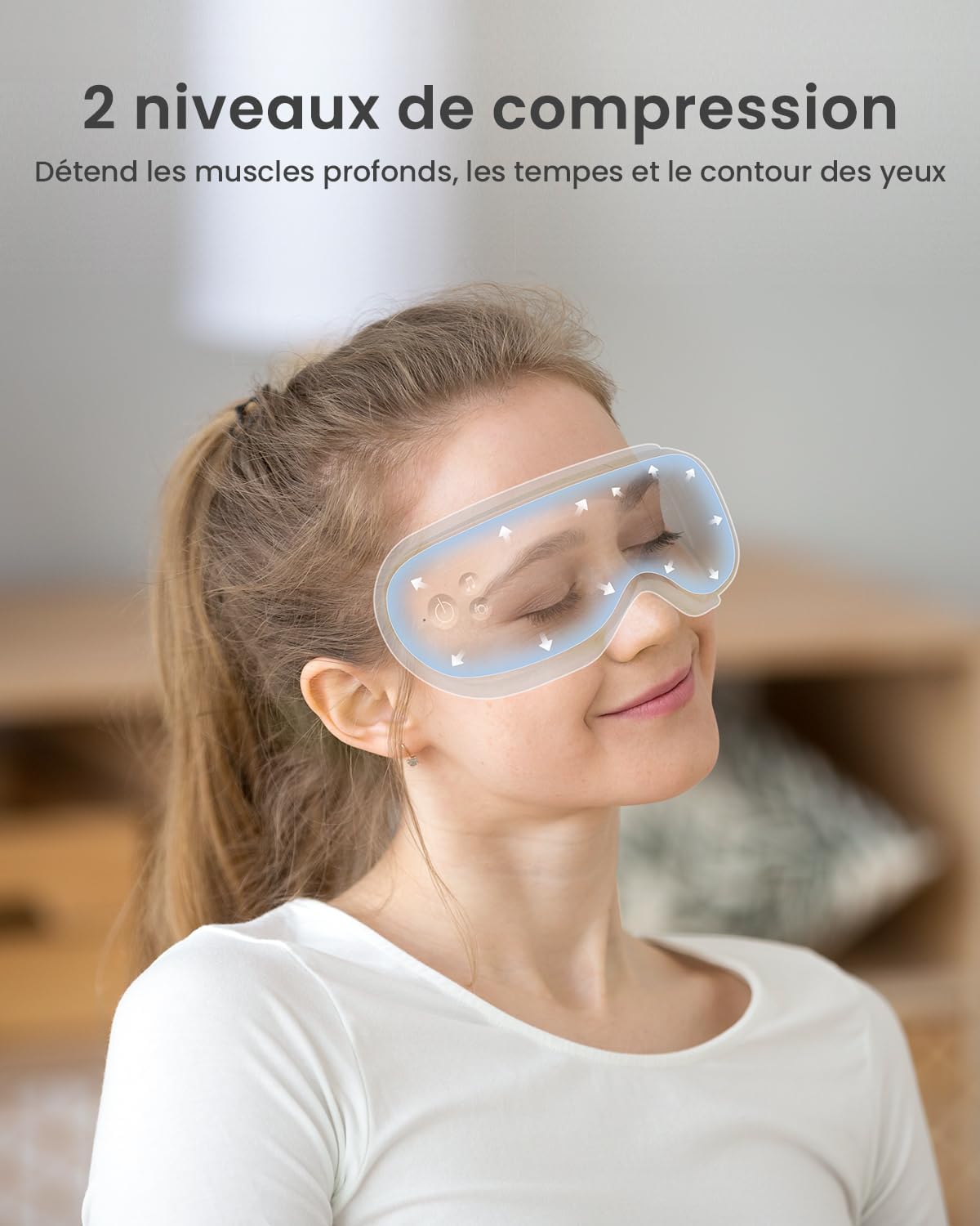 Masseur oculaire RENPHO Eyeris : le masque de relaxation pour les yeux secs et un sommeil apaisé Offrez à vos yeux le confort qu'ils méritent avec chaleur, vibrations et musique Bluetooth – Image 3