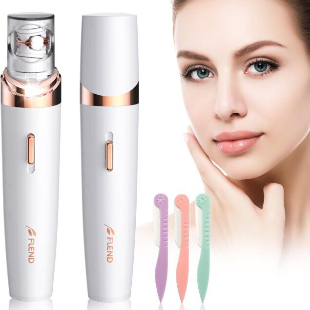 Mini épilateur 2 en 1 pour femme : un rasoir visage électrique sans fil avec lumière LED pour une épilation précise et confortable