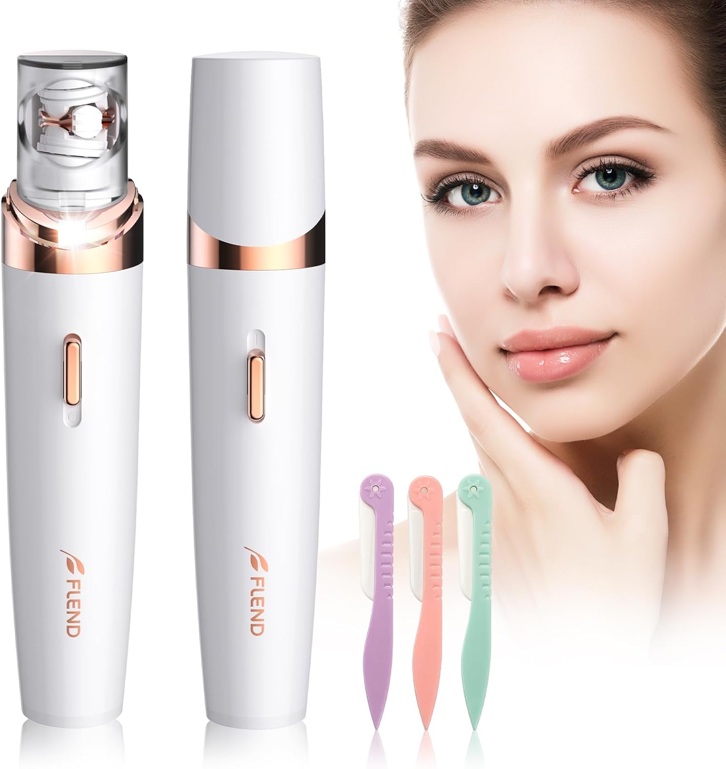 Mini épilateur 2 en 1 pour femme : un rasoir visage électrique sans fil avec lumière LED pour une épilation précise et confortable