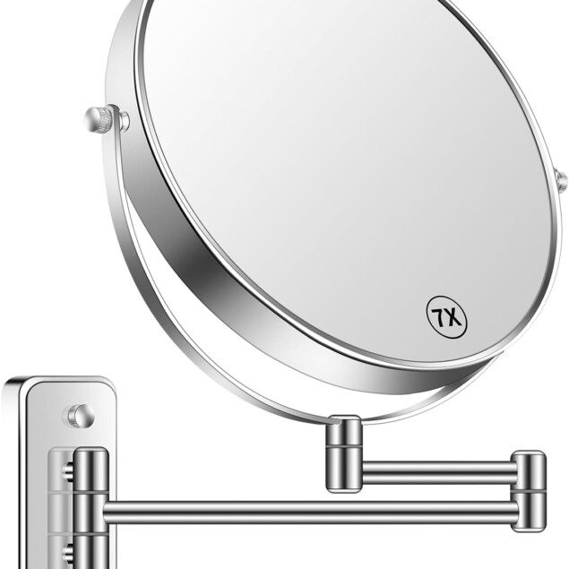 Miroir de maquillage mural : l'accessoire essentiel pour hommes et femmes Profitez d'une vue parfaite grâce à son grossissement 1X/7X et à son design pivotant à 360°
