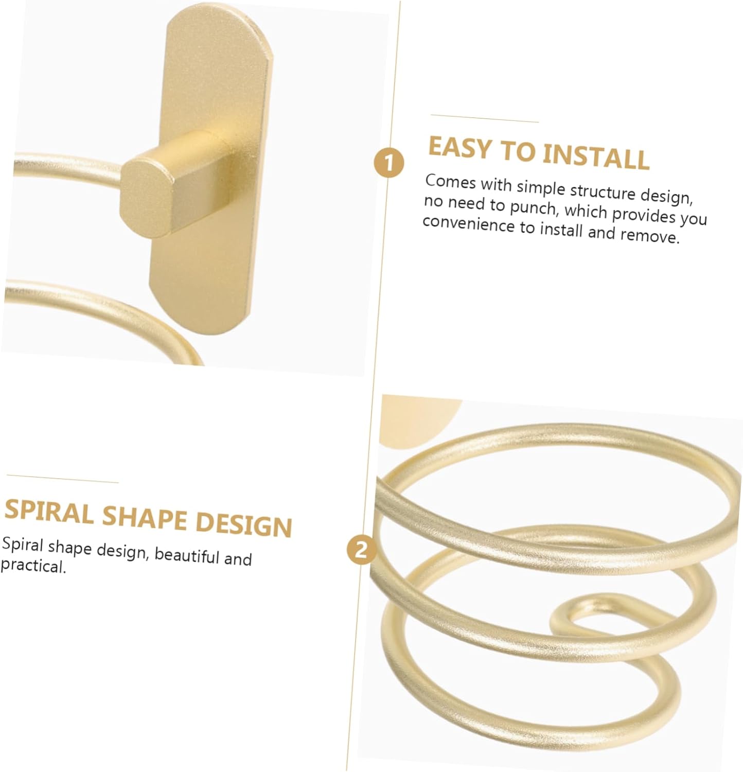 Porte-sèche-cheveux mural en aluminium : un support pratique et élégant pour salle de bain et salon – Image 8