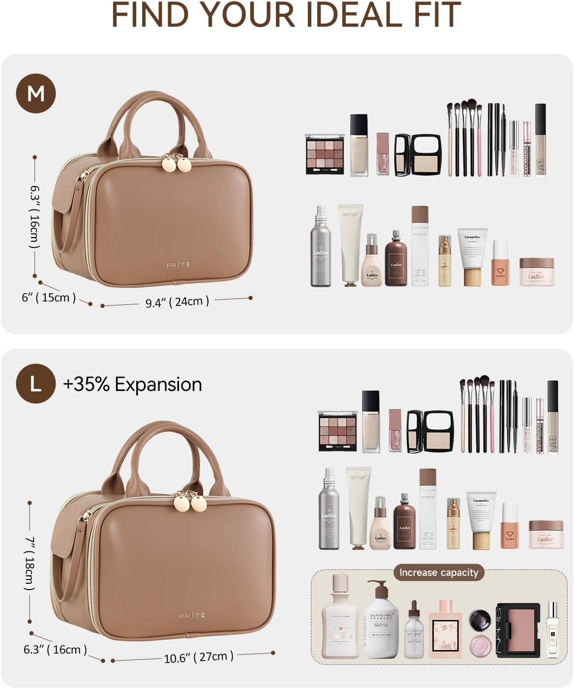 Trousse de maquillage pour les voyageuses : grande capacité et compartiments pratiques pour un rangement optimisé – Image 4
