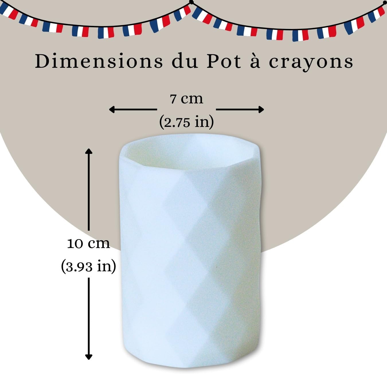 Pot à crayons blanc à motif géométrique : l'accessoire élégant pour votre bureau – Image 6