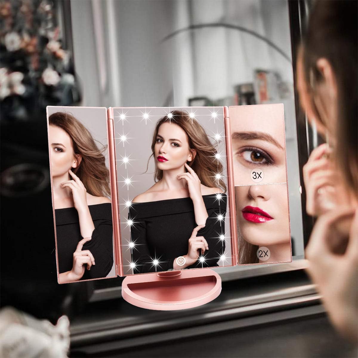 Miroir de Maquillage LED à Trois Volets Élégant – Image 7