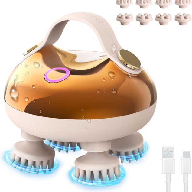 Masseur de tête électrique : détente ultime pour un cuir chevelu revitalisé   Découvrez un masseur de cuir chevelu IPX7 imperméable avec 8 têtes de massage et 3 modes de relaxation pour un moment de bien-être inégalé.