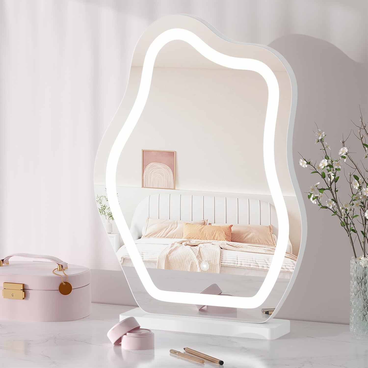 Miroir coiffeuse LED pour femmes : sublimez votre routine beauté avec 3 niveaux d'éclairage et luminosité réglable – Image 2