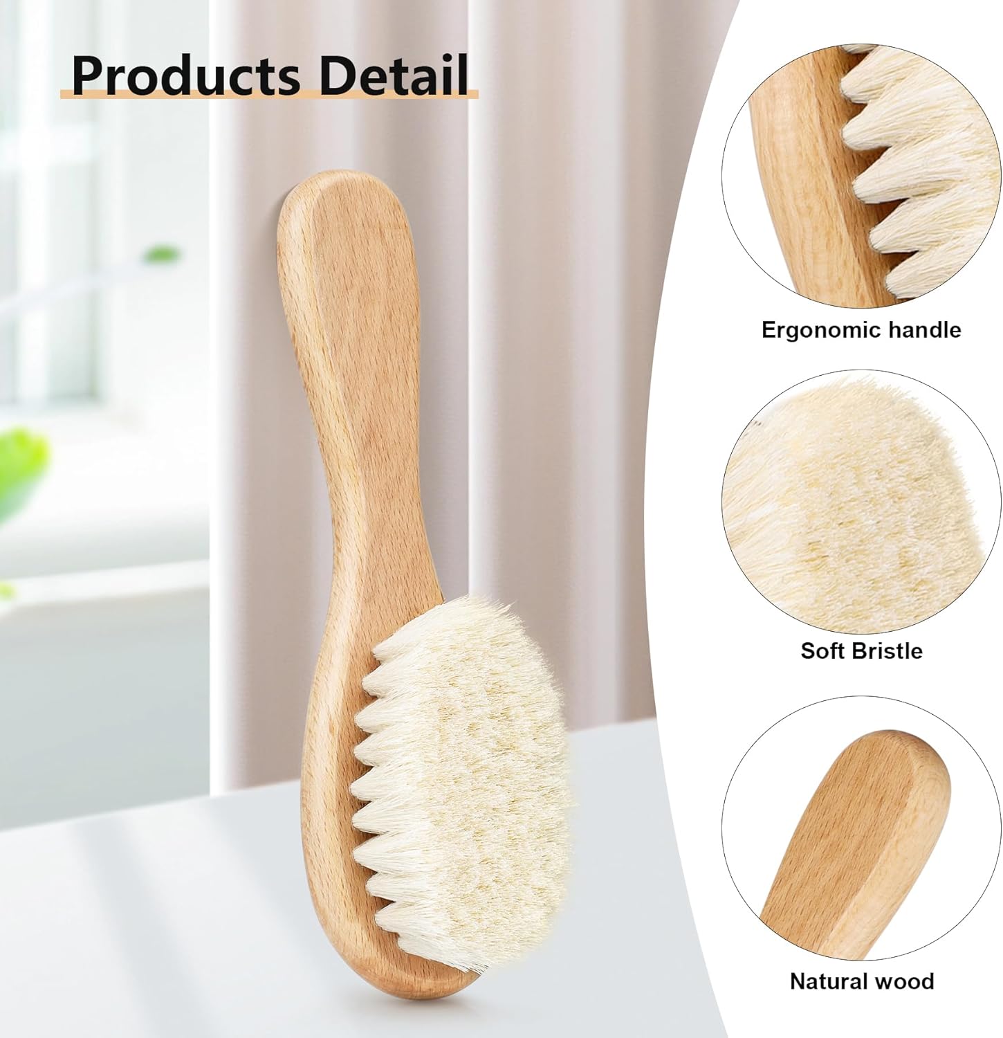 Brosse à cheveux bébé en bois : douceur premium pour un soin délicat du cuir chevelu des nouveau-nés – Image 3