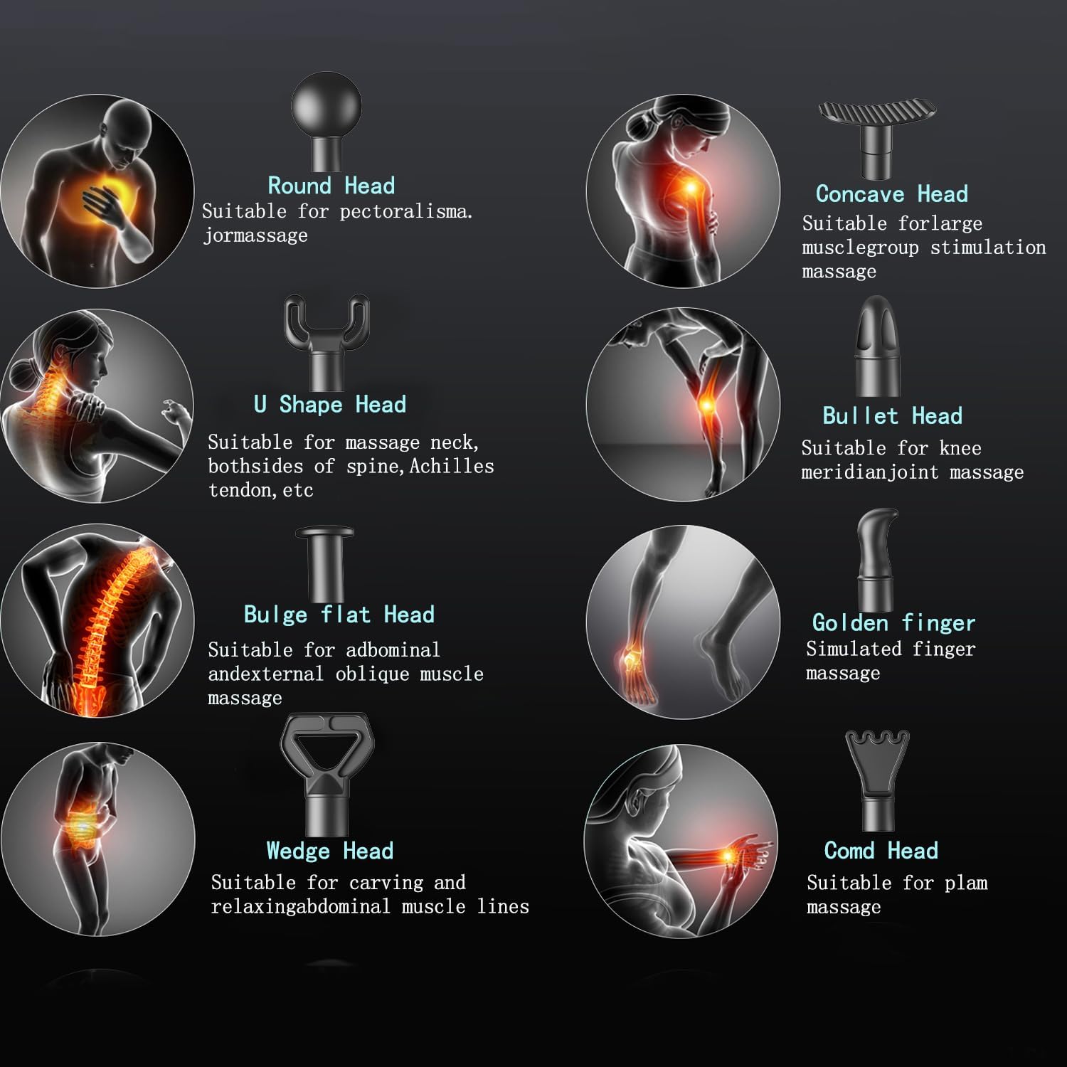 Pistolet de massage à percussion pour athlètes : soulagement musculaire efficace avec 8 têtes et 20 vitesses – Image 7