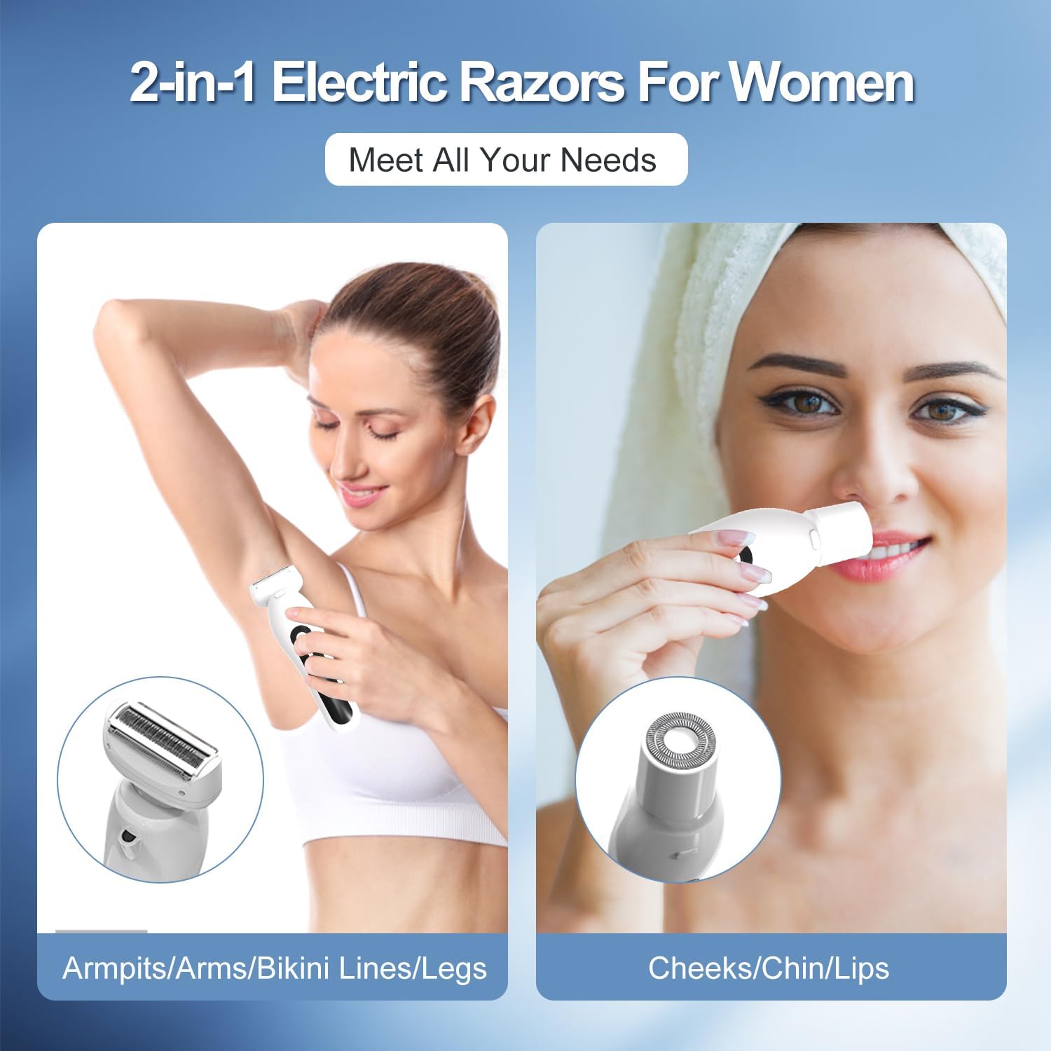 Rasoir électrique femme : tondeuse 2 en 1 pour visage et corps, épilation douce et efficace – Image 3