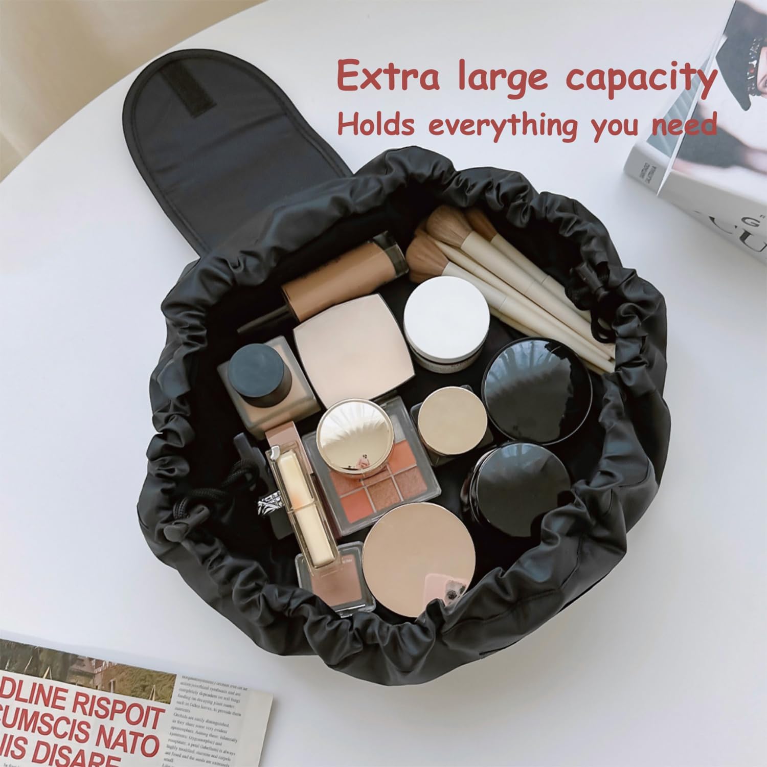 Rangement maquillage élégant : la trousse idéale pour les femmes paresseuses Optimisez votre routine beauté avec cette pochette pratique et chic – Image 2