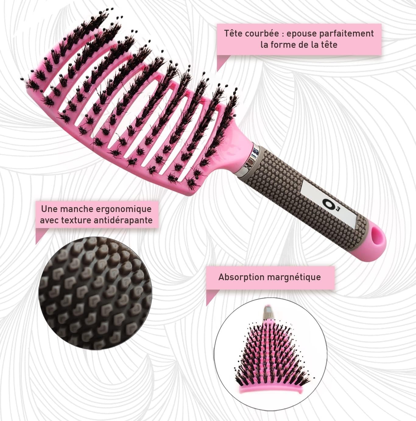 Brosse à cheveux démêlant en poils de sanglier : pour des cheveux doux et brillants sans tirer – Image 7