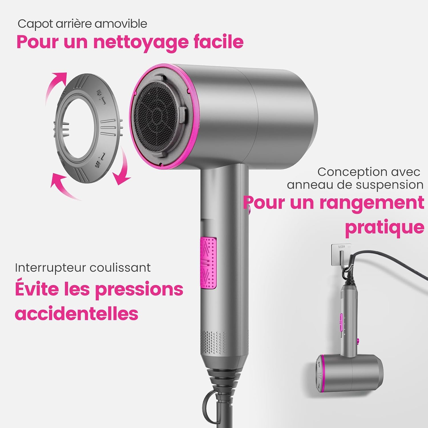 Sèche-cheveux professionnel ionique : séchage rapide et protection thermique pour famille et salon de coiffure – Image 5