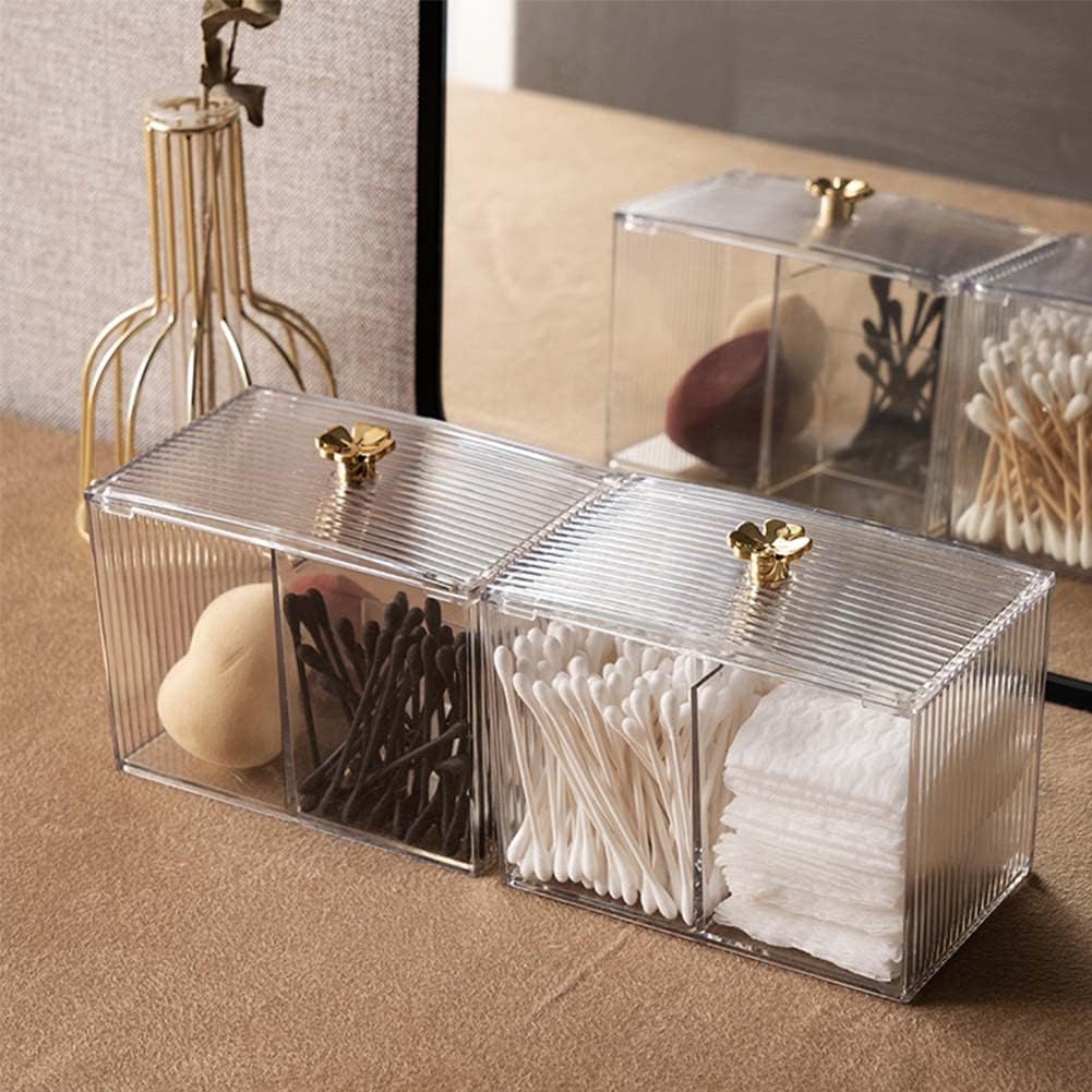 Boite en acrylique transparent pour coton-tige : rangement élégant pour salle de bain et chambre à coucher – Image 5