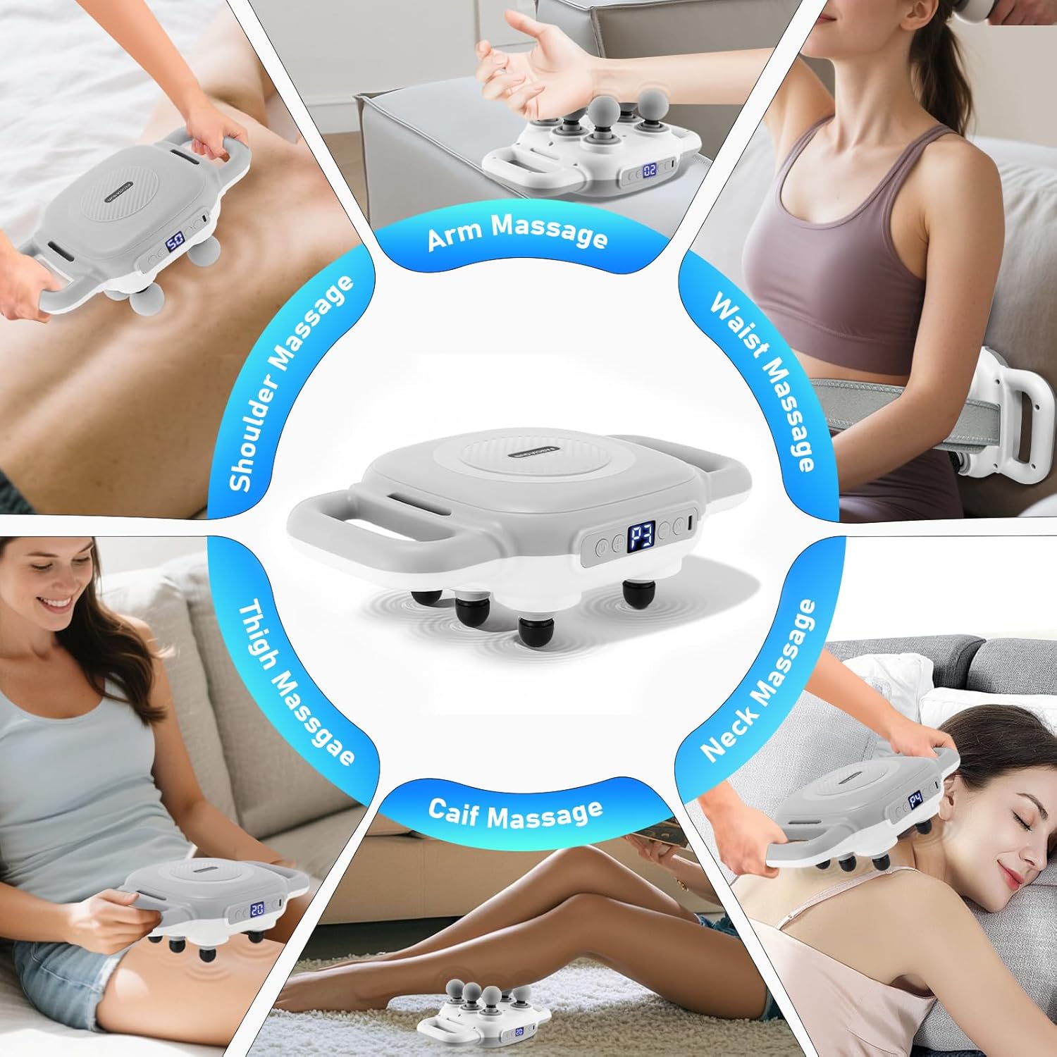 Pistolet de massage à 6 têtes pour sportifs : relaxation musculaire profonde et personnalisable – Image 7