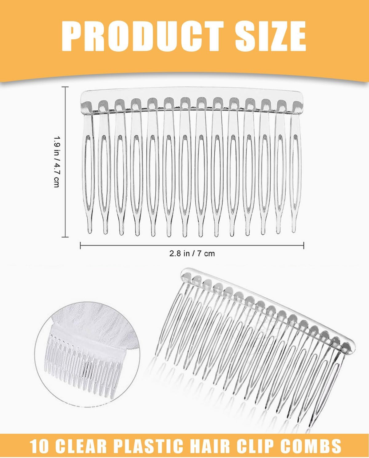 Peignes à cheveux latéraux transparents : 10 pièces élégantes pour la mariée, un accessoire incontournable pour un voile de mariage parfait – Image 2