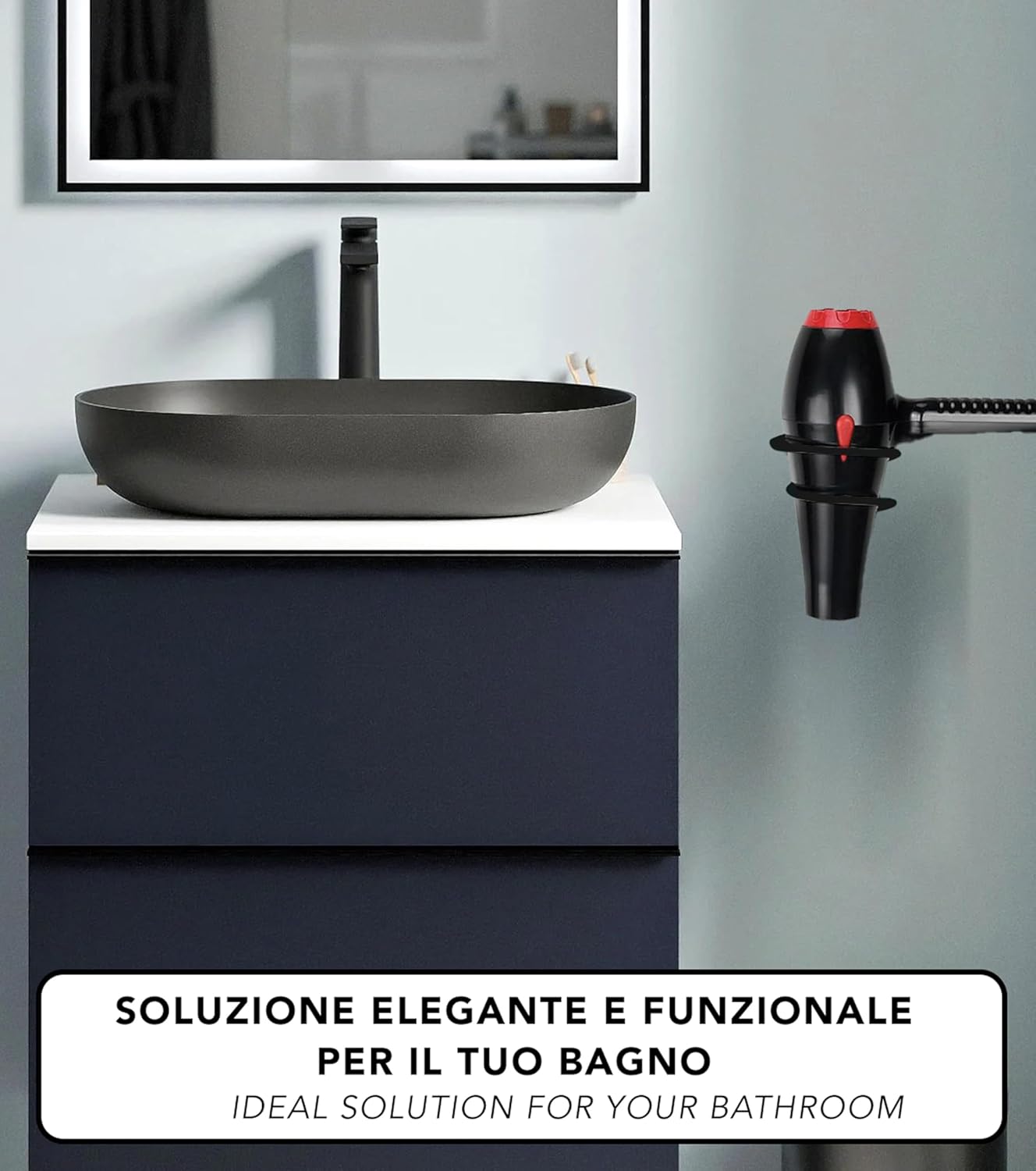 Porte-sèche-cheveux auto-adhésif mural : une solution élégante pour votre salle de bain sans perçage – Image 8