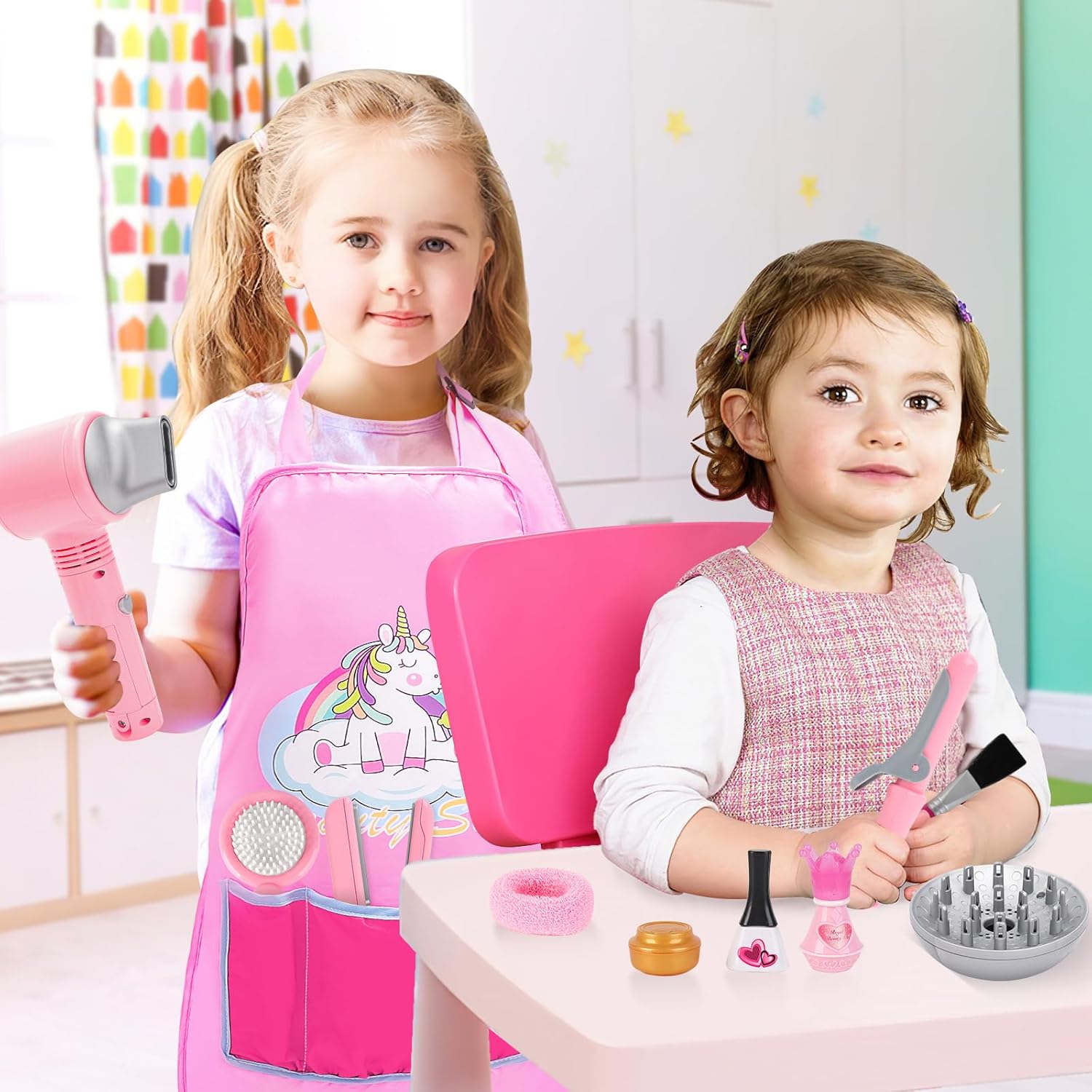 Ensemble de salon de beauté pour filles : 35 pièces pour un jeu de simulation de coiffeur amusant et créatif – Image 3