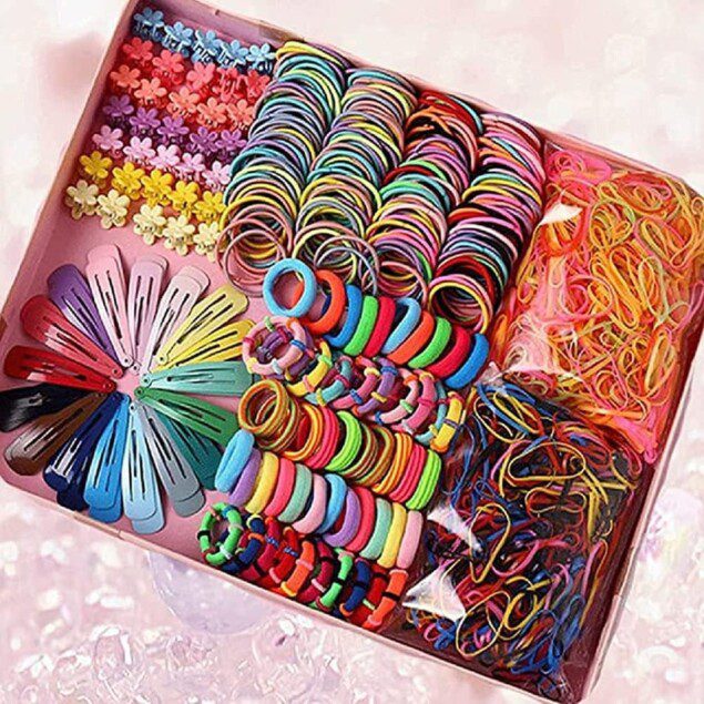 Accessoires pour cheveux : 780 pièces multicolores de pinces à queue de cheval pour les petites filles et leurs coiffures créatives