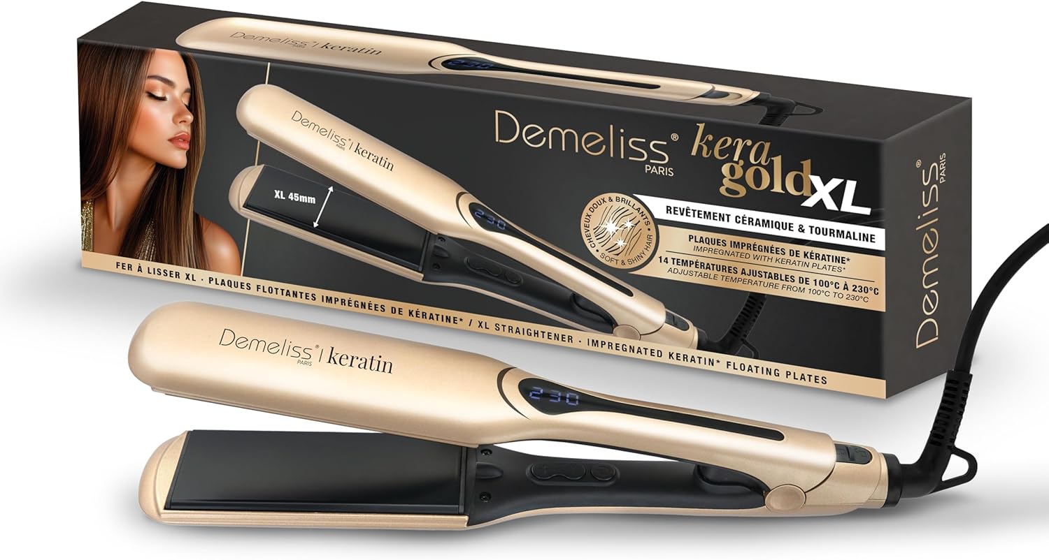 Lisseur professionnel Kera-GOLD XL : lissage de qualité supérieure pour toutes les textures de cheveux