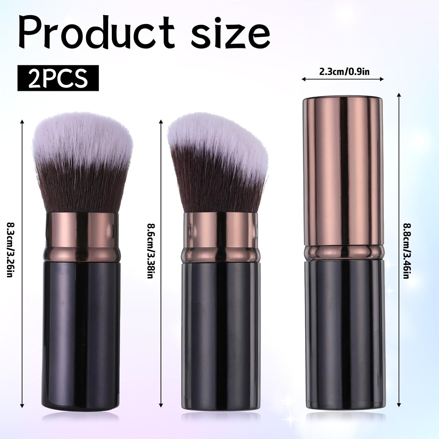 Pinceaux de maquillage rétractables Kabuki : lot de 2 pour les voyages, parfaits pour un teint impeccable – Image 2