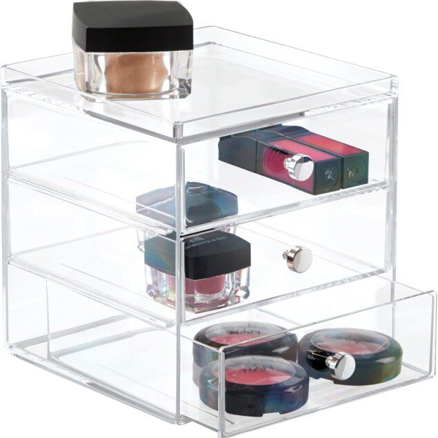 Rangement maquillage à 3 tiroirs : la solution idéale pour un espace beauté organisé et élégant