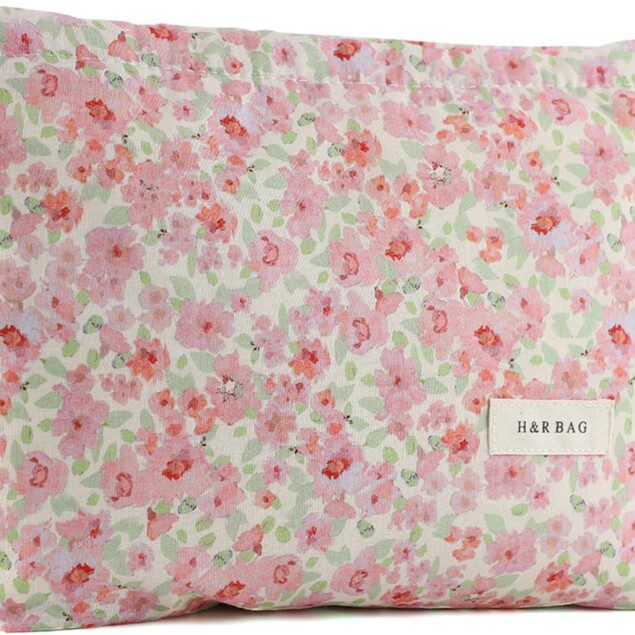 Trousse de maquillage portable pour femme : élégance et praticité en voyage Pochette de toilette double couche au design floral rose pour un rangement optimal