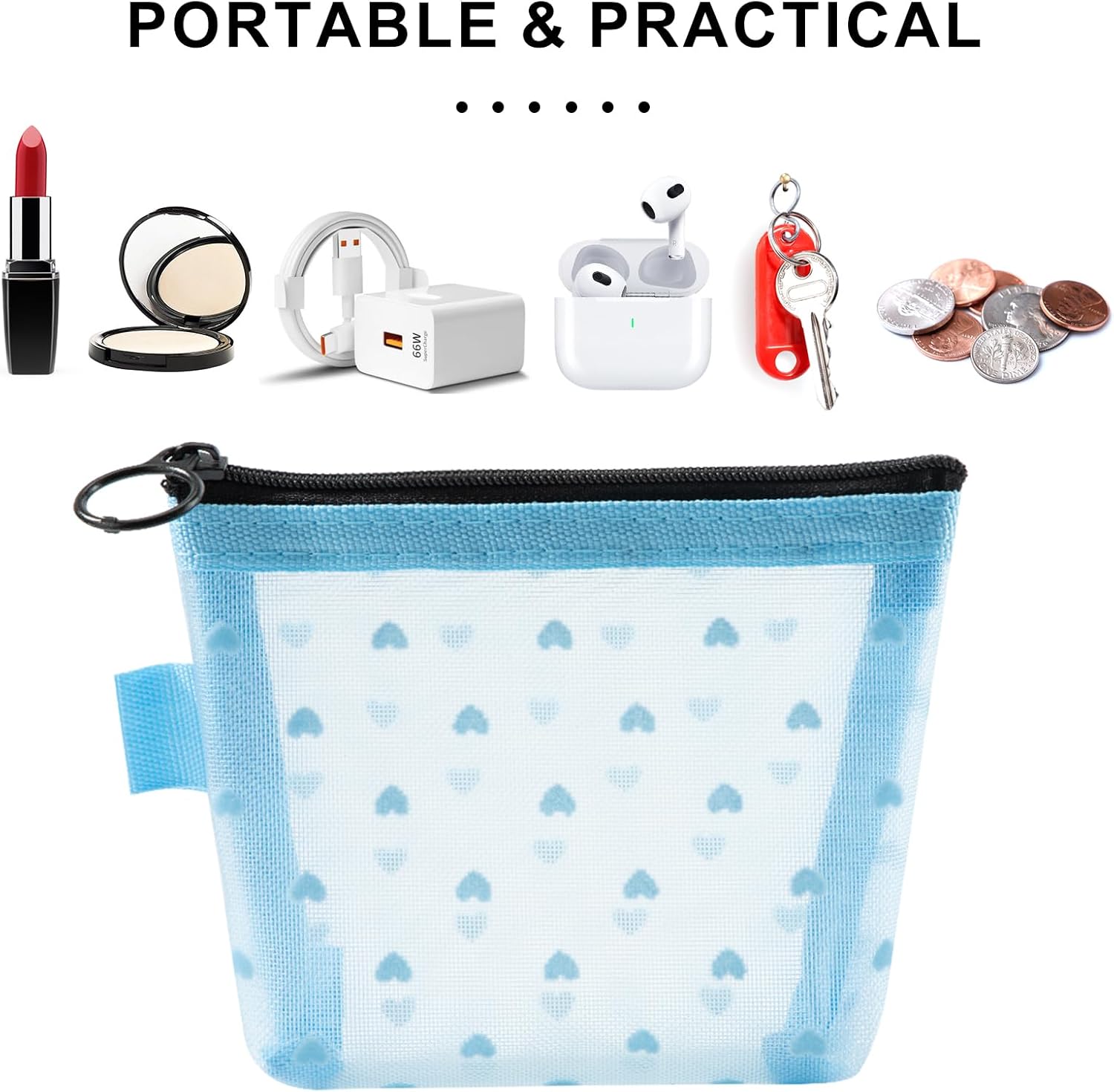 Mini trousses de toilette en maille : 4 pièces élégantes pour un voyage organisé et stylé – Image 6