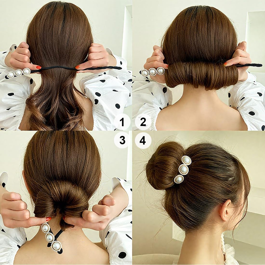 Chignon magique : 3 pièces pour un coiffage facile et élégant Découvrez notre ensemble de 3 pièces de chignon magique, idéal pour créer des coiffures donut ou bouclées en un rien de temps. Parfait pour les femmes pressées qui souhaitent ajouter une touche sophistiquée à leur look quotidien, cet accessoire de coiffure vous promet une tenue impeccable tout au long de la journée. – Image 6