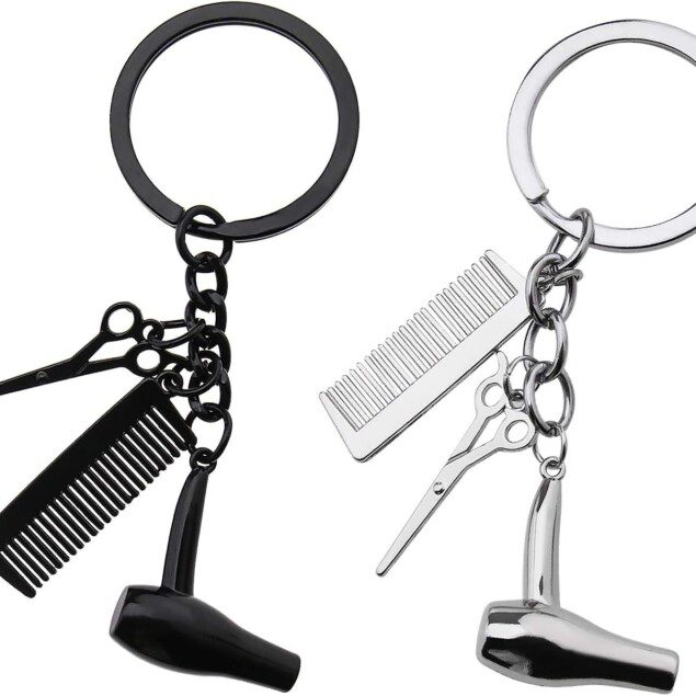 Outils essentiels pour coiffeurs : Set de 2 ciseaux et peigne en pendentif 3 en 1, idéal comme cadeau pour les professionnels des salons