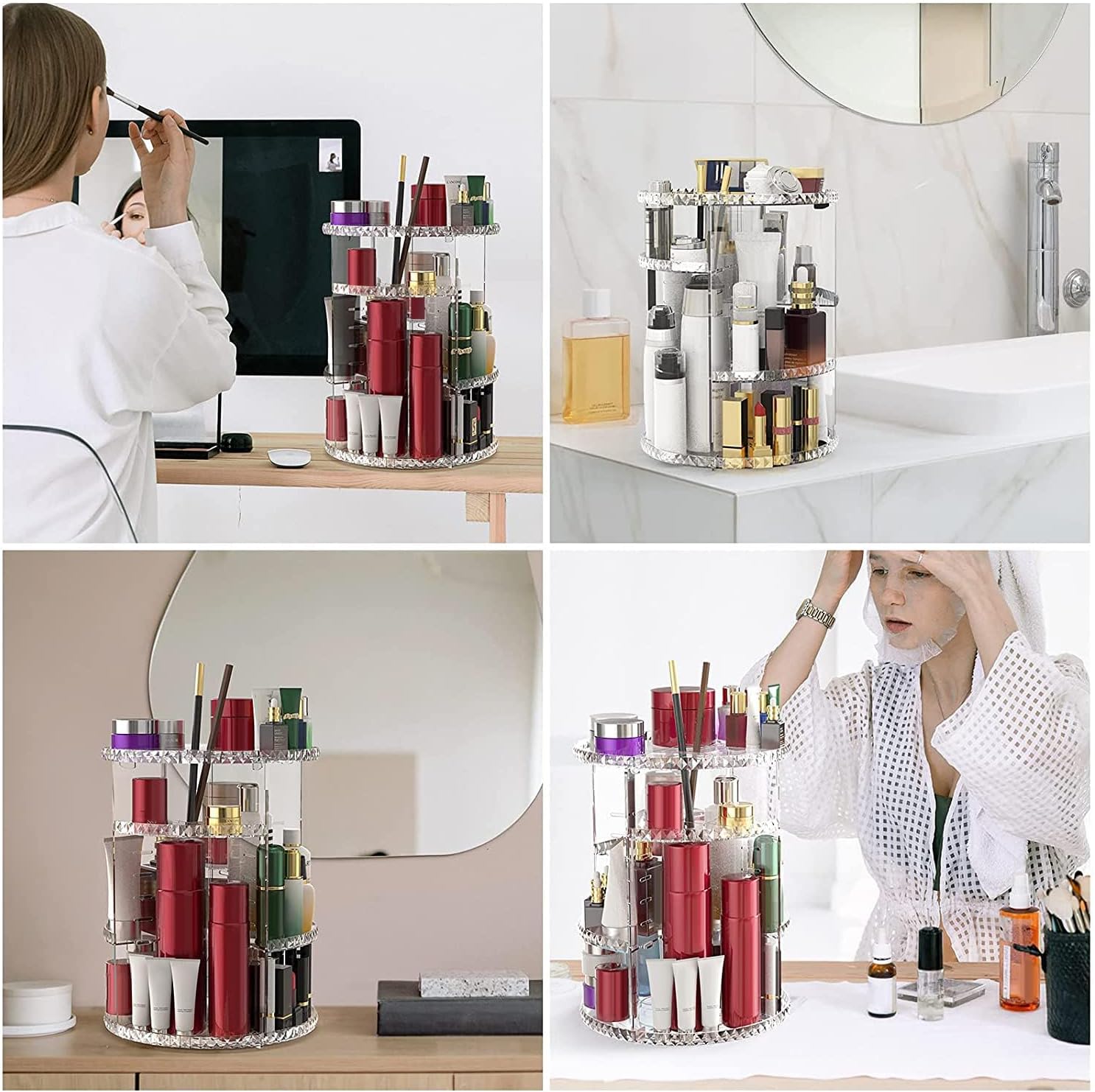 Organiseur de maquillage rotatif à 360° : l'allié parfait pour les passionnées de beauté Découvrez un organisateur de beauté élégant en cristal, conçu pour optimiser le rangement de vos cosmétiques et parfums tout en ajoutant une touche de sophistication à votre espace. – Image 5