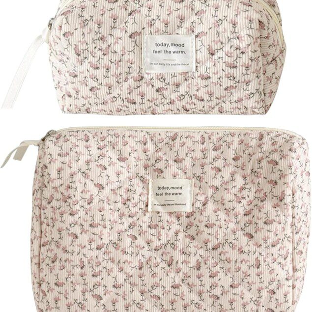 Grande trousse de maquillage élégante : l'organisateur floral parfait pour femmes en voyage