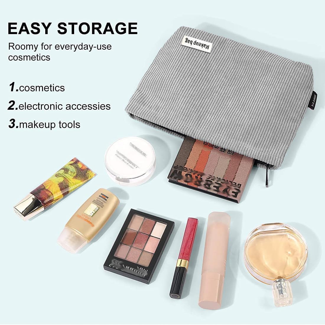 Petite pochette maquillage multifonctionnelle : l’accessoire idéal pour les femmes en voyage Optez pour un sac à cosmétiques à glissière élégant et imperméable pour un quotidien organisé – Image 4