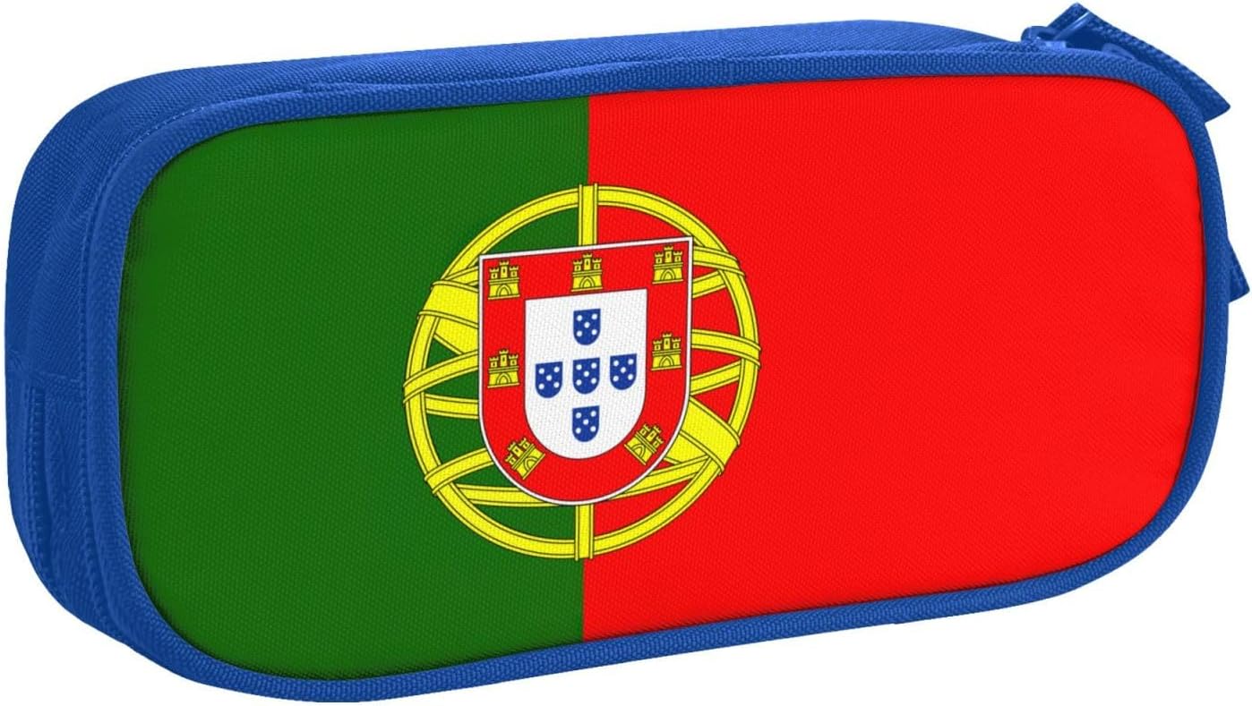 Trousse à crayons de grande capacité : l'accessoire idéal pour les étudiants et les artistes   Motif drapeau portugais et design élégant pour une organisation optimale de vos fournitures