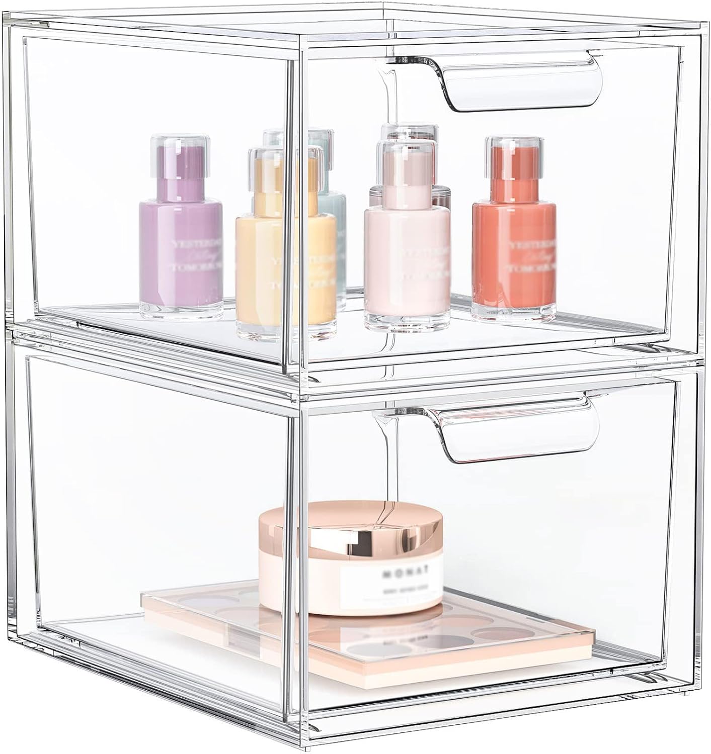 Boite rangement transparente en acrylique : organiseur maquillage idéal pour salle de bain et bureau