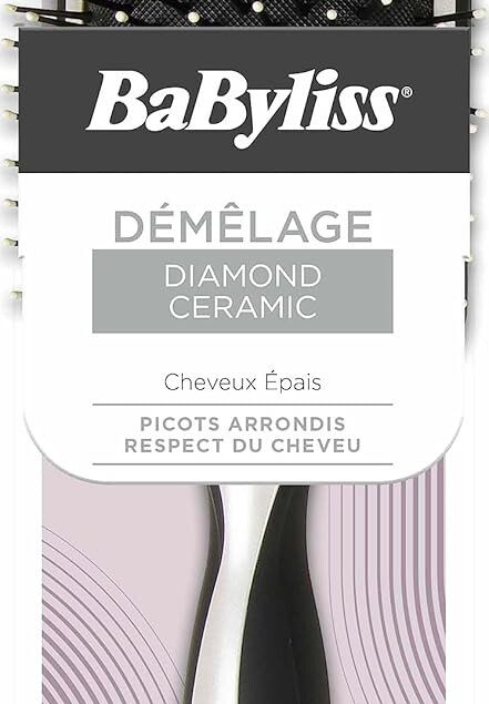 Brosse démêlante Diamond Ceramic : l’alliée idéale pour les cheveux épais   Profitez d’un démêlage doux et respectueux de vos cheveux avec cette brosse expert