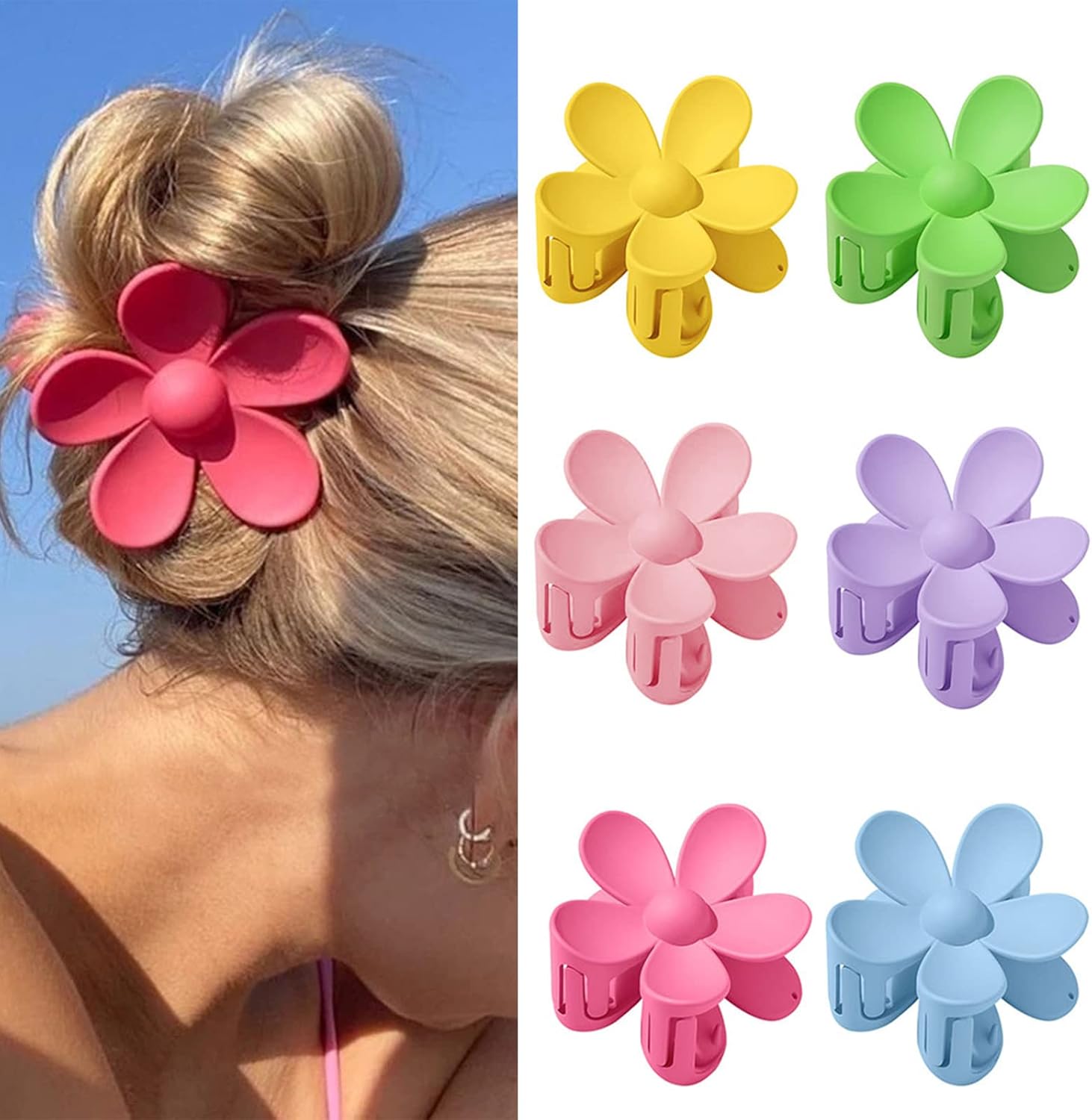 Grandes pinces à cheveux : un lot de 6 modèles antidérapants en forme de fleur pour sublimer les coiffures des femmes