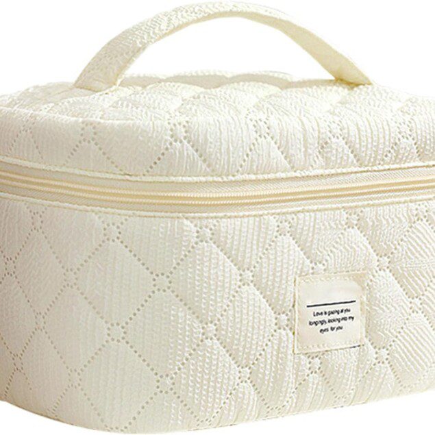 Trousse de maquillage élégante pour voyage et usage quotidien : alliez style et praticité en polyester beige