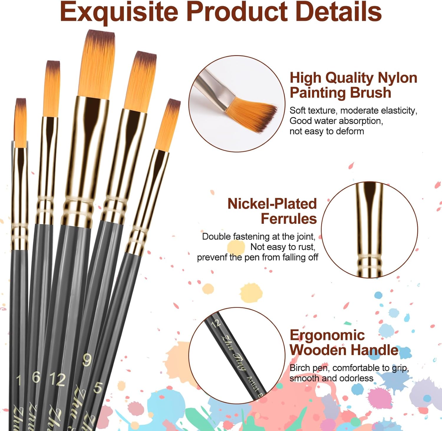 Pinceaux acryliques : set de 12 pinceaux de qualité pour artistes et amateurs Découvrez notre ensemble de 12 pinceaux acryliques, spécialement conçus pour les artistes et les passionnés de peinture, qu'ils soient adultes ou enfants. Grâce à leurs poils en nylon et synthétiques, ces pinceaux offrent une excellente précision et une grande polyvalence pour toutes vos créations, qu'il s'agisse de peinture acrylique, aquarelle ou à l'huile. Libérez votre créativité avec cet outil essentiel qui facilite l'application des couleurs et garantit des résultats époustouflants ! – Image 6