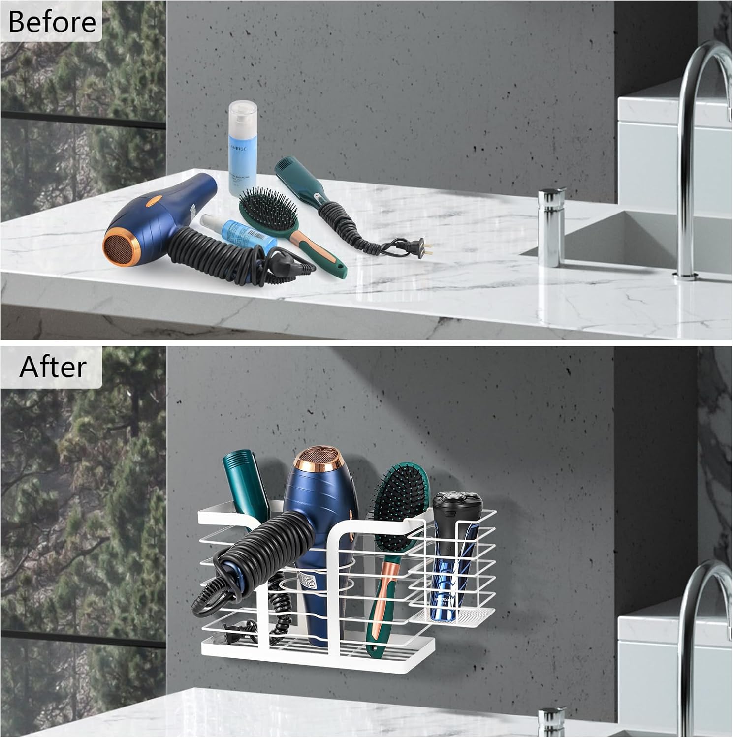 Support de sèche cheveux mural en acier inoxydable : l'accessoire idéal pour organiser votre salle de bain avec élégance – Image 2