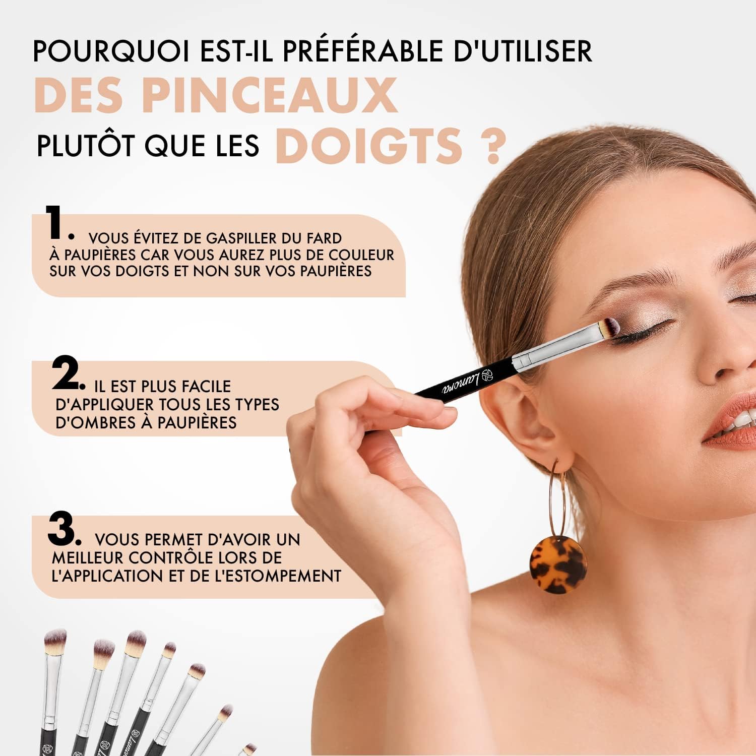 Set de pinceaux de maquillage pour les yeux : maîtrisez l'art du fard à paupières et de l'eyeliner avec ce kit essentiel de 7 pièces aux poils soyeux – Image 7