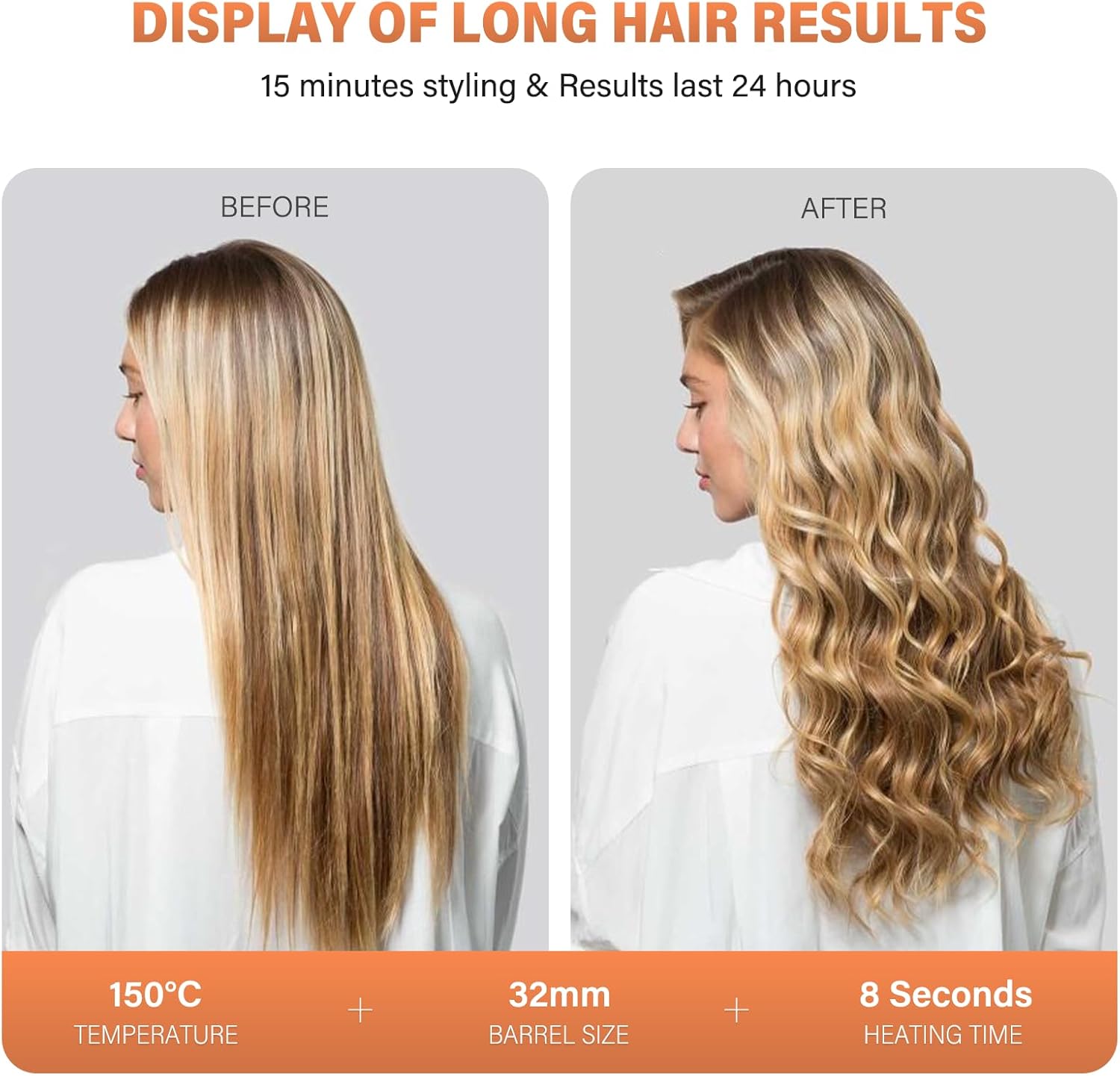 Fer à boucler 5 en 1 : l’outil essentiel pour des coiffures élégantes et variées Pour les passionnées de coiffure, ce boucleur céramique de 10 à 32 mm allie performance et style, avec des températures réglables de 150°C à 210°C, un gant de protection et des accessoires pratiques inclus. – Image 2