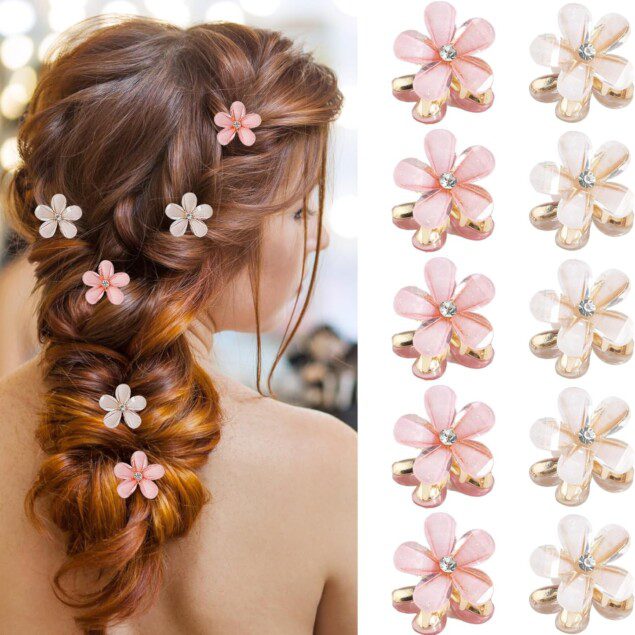 Mini pinces à cheveux en diamants : lot de 10 accessoires élégants pour femmes et filles lors des anniversaires et mariages