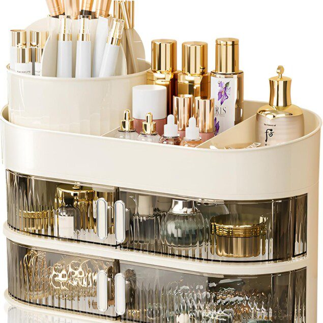 Rangement maquillage multifonctionnel : l'organisateur grand format idéal pour les passionnés de beauté dans votre chambre ou salle de bain