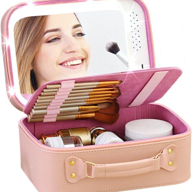 Trousse de maquillage étanche avec miroir et lumière : la solution idéale pour les passionnées de cosmétiques en voyage