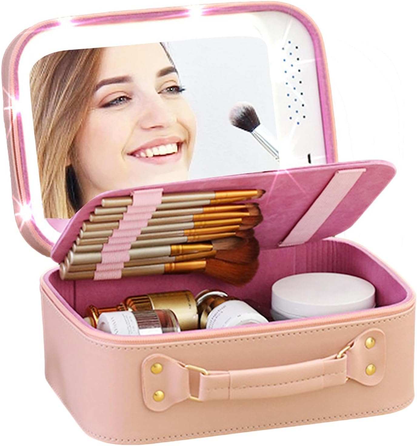 Trousse de maquillage étanche avec miroir et lumière : la solution idéale pour les passionnées de cosmétiques en voyage