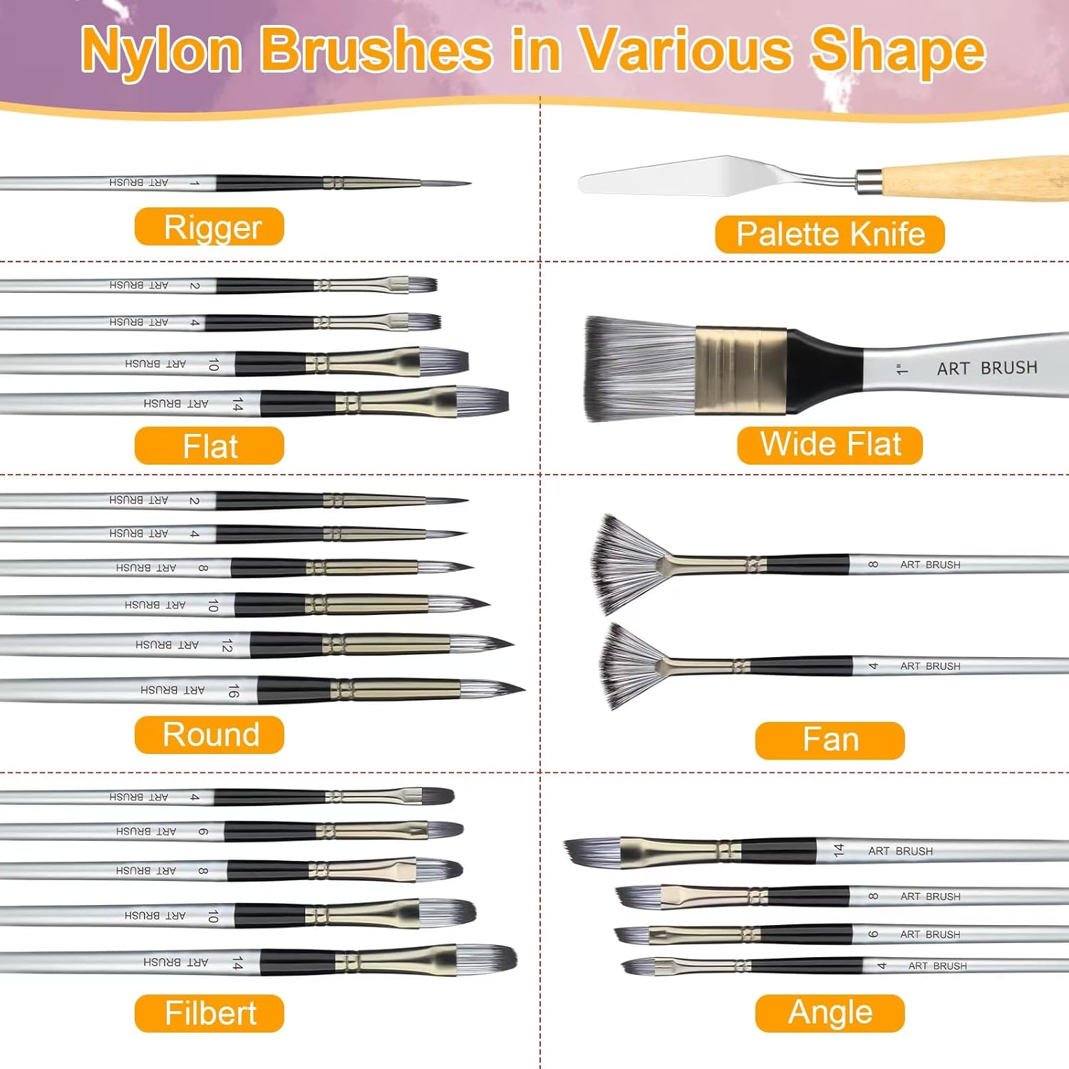 Set de 24 pinceaux acryliques pour artistes : élargissez vos horizons créatifs avec des outils de haute qualité – Image 3