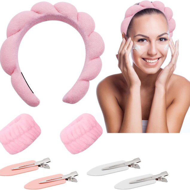 Set de bandeau et bracelet de lavage du visage : confort et élégance pour les femmes qui prennent soin de leur peau