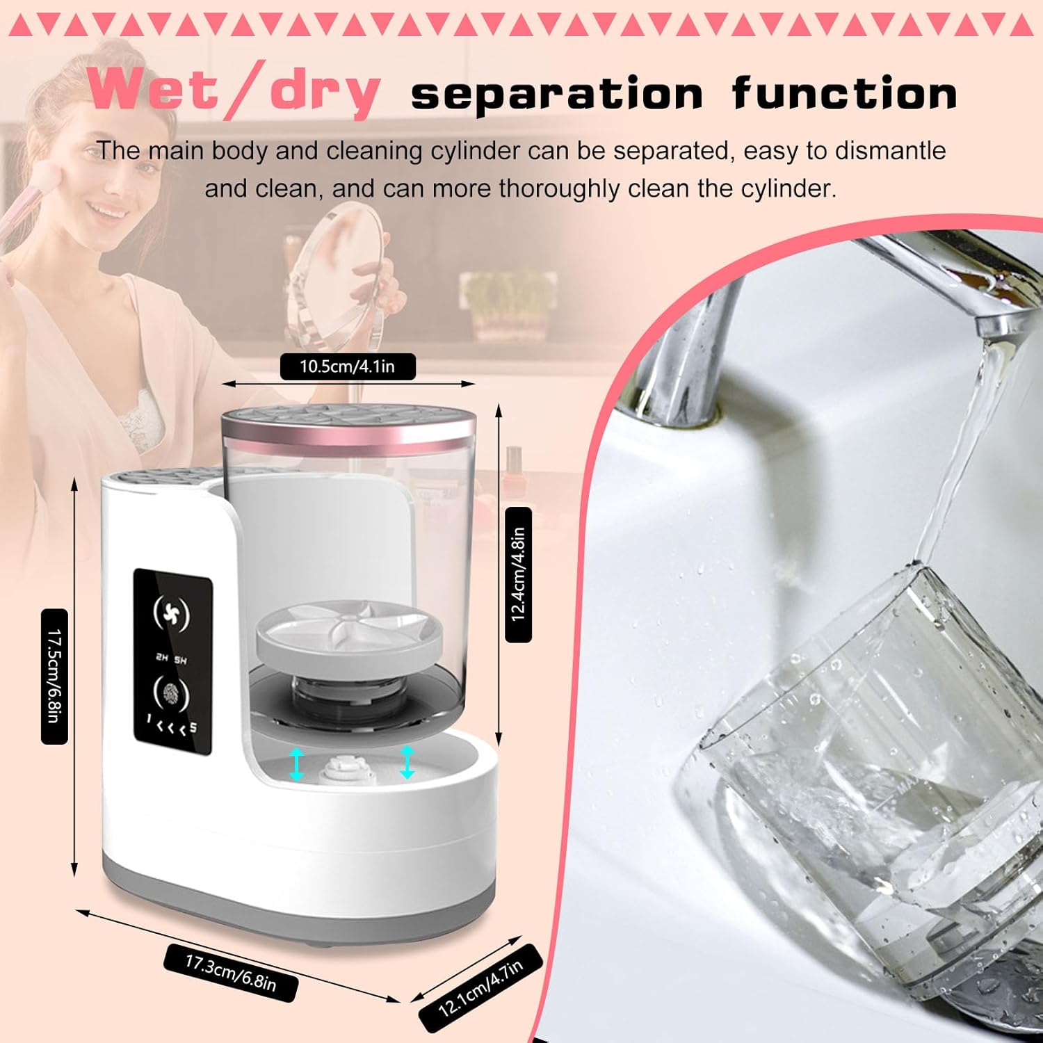 Nettoyeur pinceau maquillage électrique : l'outil 3 en 1 idéal pour les passionnées de beauté Découvrez le nettoyeur pinceau maquillage électrique avec sécheur intégré, une machine de nettoyage automatique qui simplifie l'entretien de vos pinceaux. Conçue pour les amateurs de maquillage, cette solution efficace garantit des pinceaux parfaitement propres et secs en un rien de temps, tout en préservant la qualité de vos outils de beauté. – Image 4
