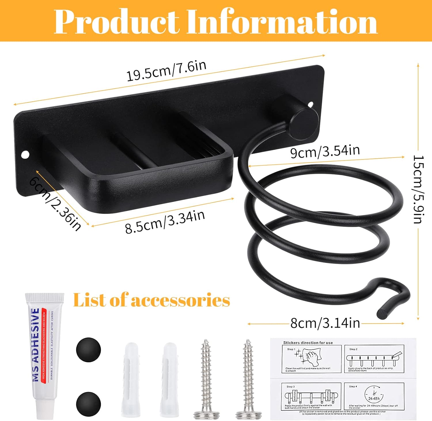 Porte sèche cheveux et support de lisseur : l'organisation parfaite pour votre salle de bain Découvrez notre support mural astucieux pour sèche cheveux et lisseurs, idéal pour les hôtels et les particuliers souhaitant optimiser l'espace de leur salle de bain tout en gardant leur matériel de coiffure à portée de main. Grâce à son range-câbles intégré, dites adieu au désordre et profitez d'un environnement élégant et fonctionnel. – Image 5